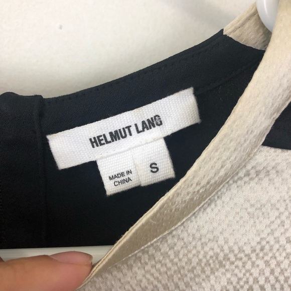 Helmut Lang Long Layered T Tunic Ecru Champagne Gravel Silk and Black Size Small - Picture 4 of 6
